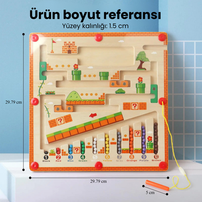 Montessori Ahşap Mıknatıslı Renk ve Sayı Labirenti Oyuncağı