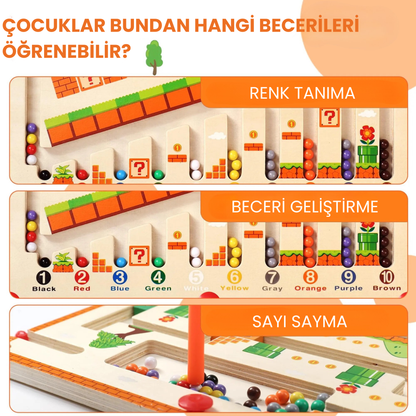 Montessori Ahşap Mıknatıslı Renk ve Sayı Labirenti Oyuncağı