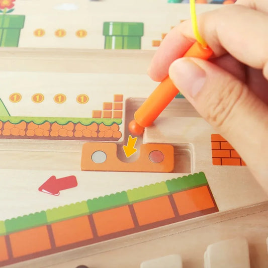 Montessori Ahşap Mıknatıslı Renk ve Sayı Labirenti Oyuncağı