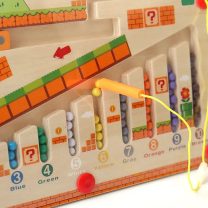 Montessori Ahşap Mıknatıslı Renk ve Sayı Labirenti Oyuncağı