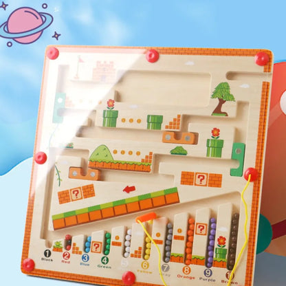 Montessori Ahşap Mıknatıslı Renk ve Sayı Labirenti Oyuncağı
